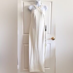 Ivory Razorback Crystal-Pearl Trim Evening Gown Halter Collar by Jump! NWT